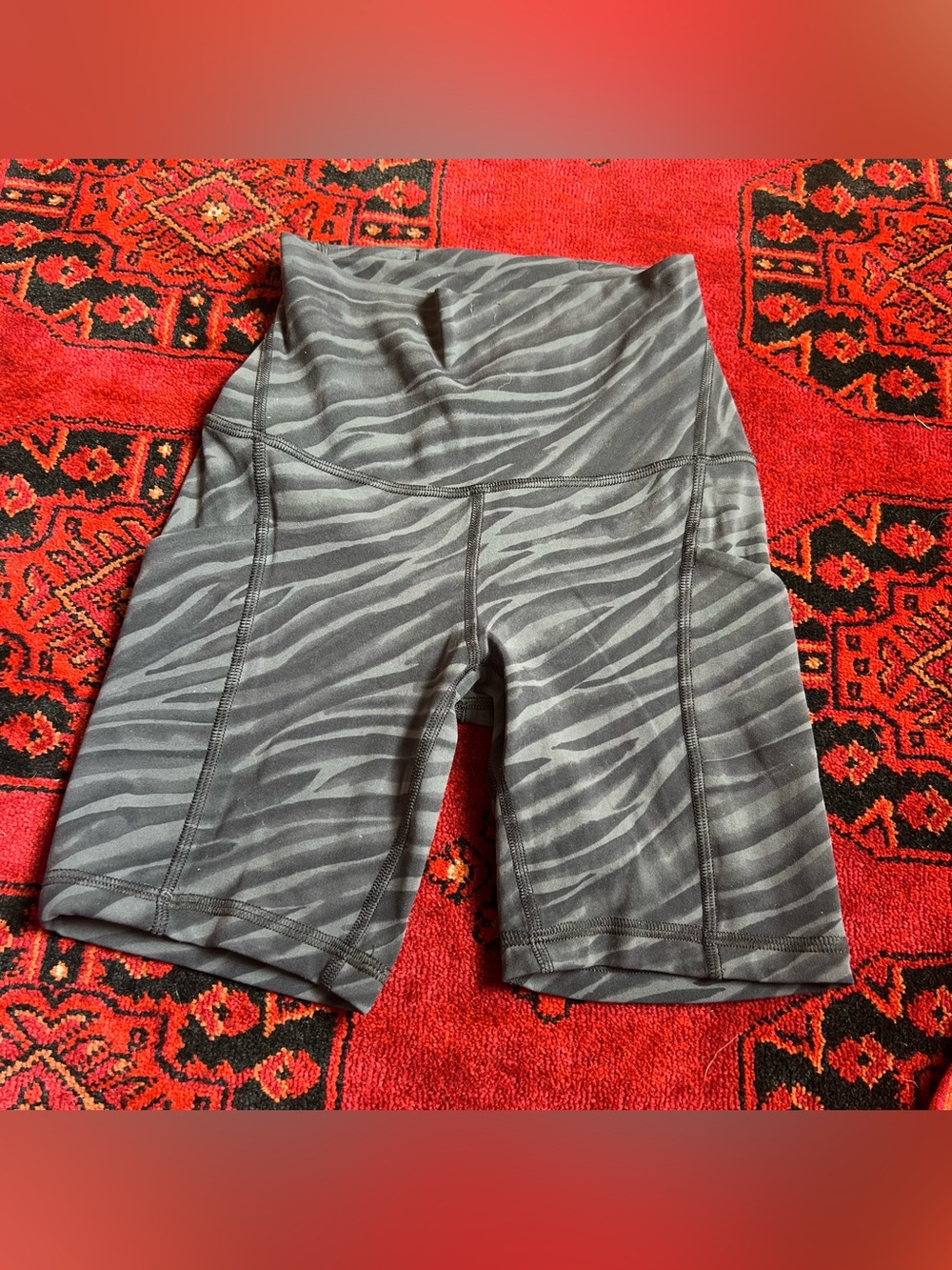 lululemon athletica Gray Zebra-Print High-Rise Bike Shorts